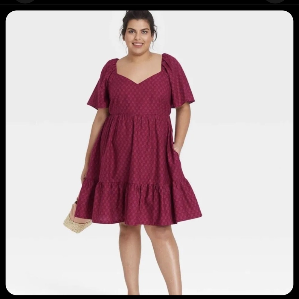 Ava & Viv Burgandy tiered dress
